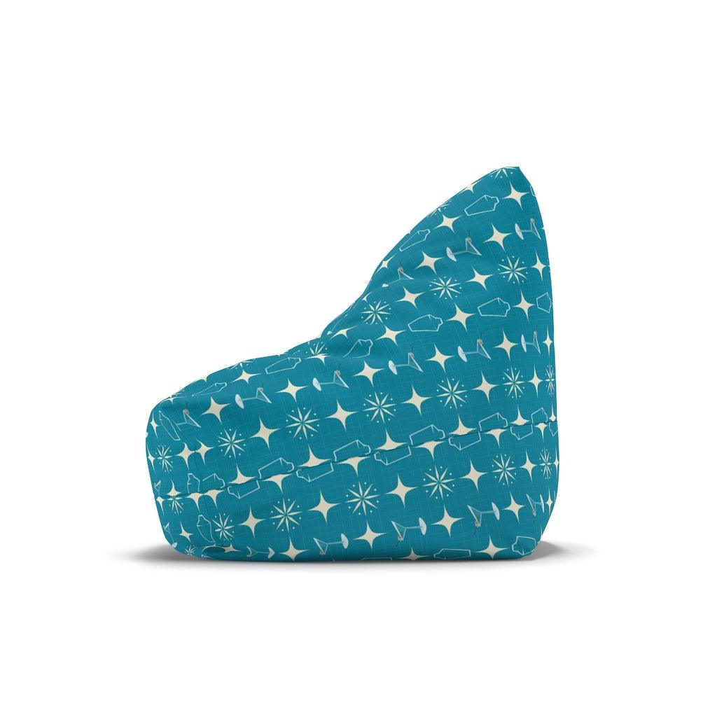 Retro Atomic Burst, Martinis & Shakers MCM Blue Bean Bag Chair COVER | lovevisionkarma.com