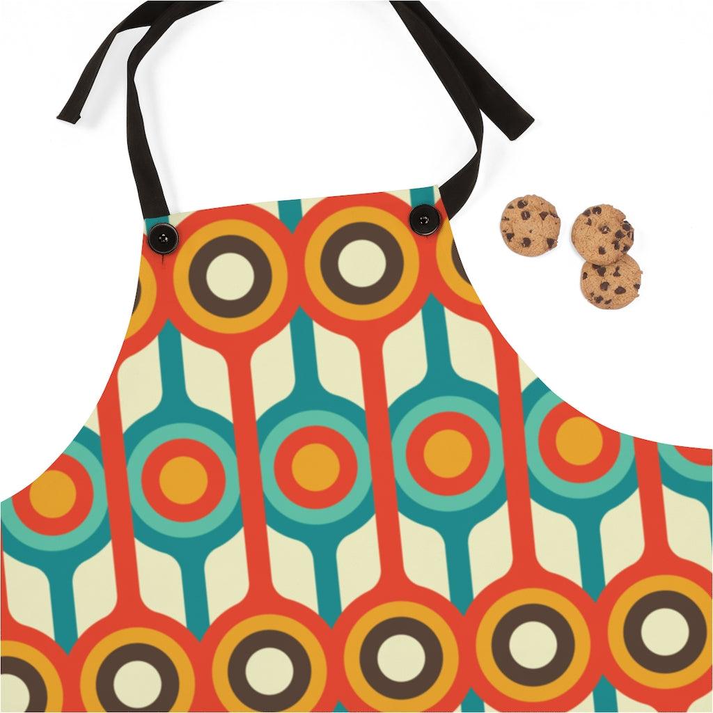 Retro Mid Century Circles & Lines Multicolor Apron | lovevisionkarma.com