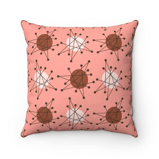 Vintage 1950s MCM Atomic Burst Pink Throw Pillow | lovevisionkarma.com
