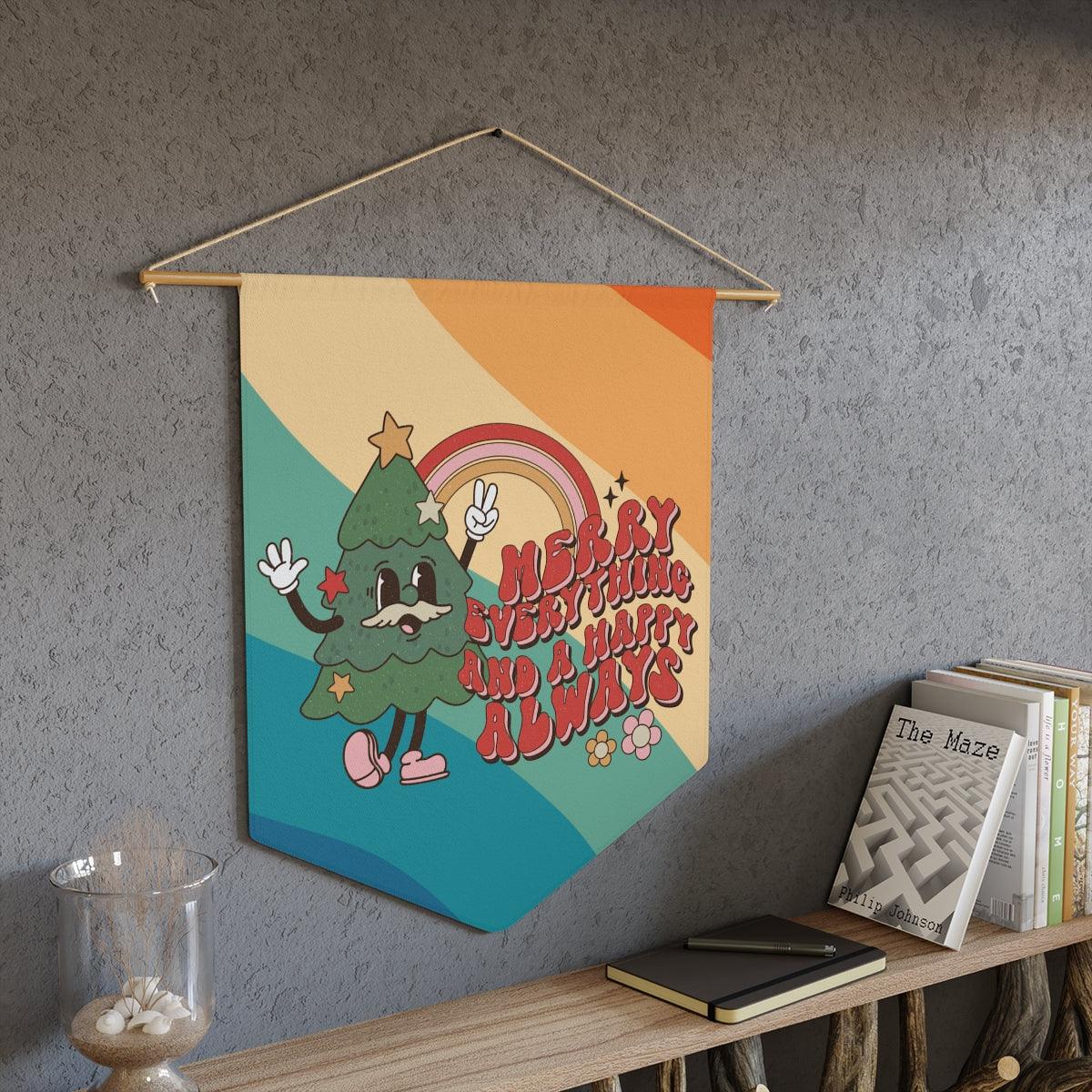 Groovy X-mas Tree 60's Rainbow Hippie Christmas Wall Pennant | lovevisionkarma.com