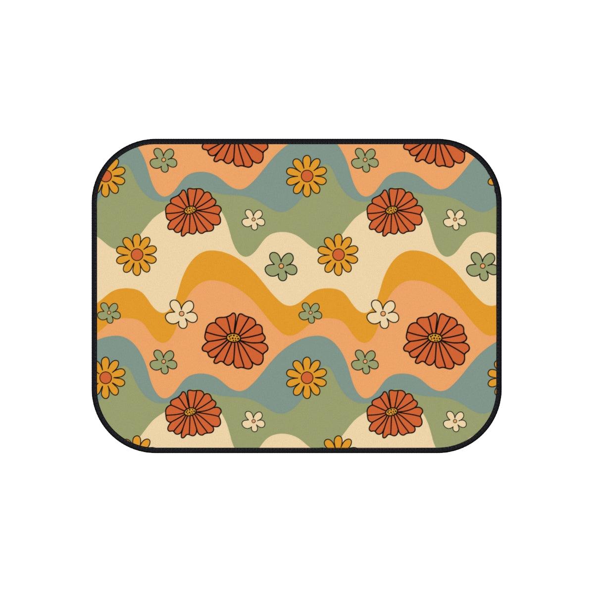 Boho Flowers and Waves Multicolor MCM Car Mats (Set of 4) | lovevisionkarma.com