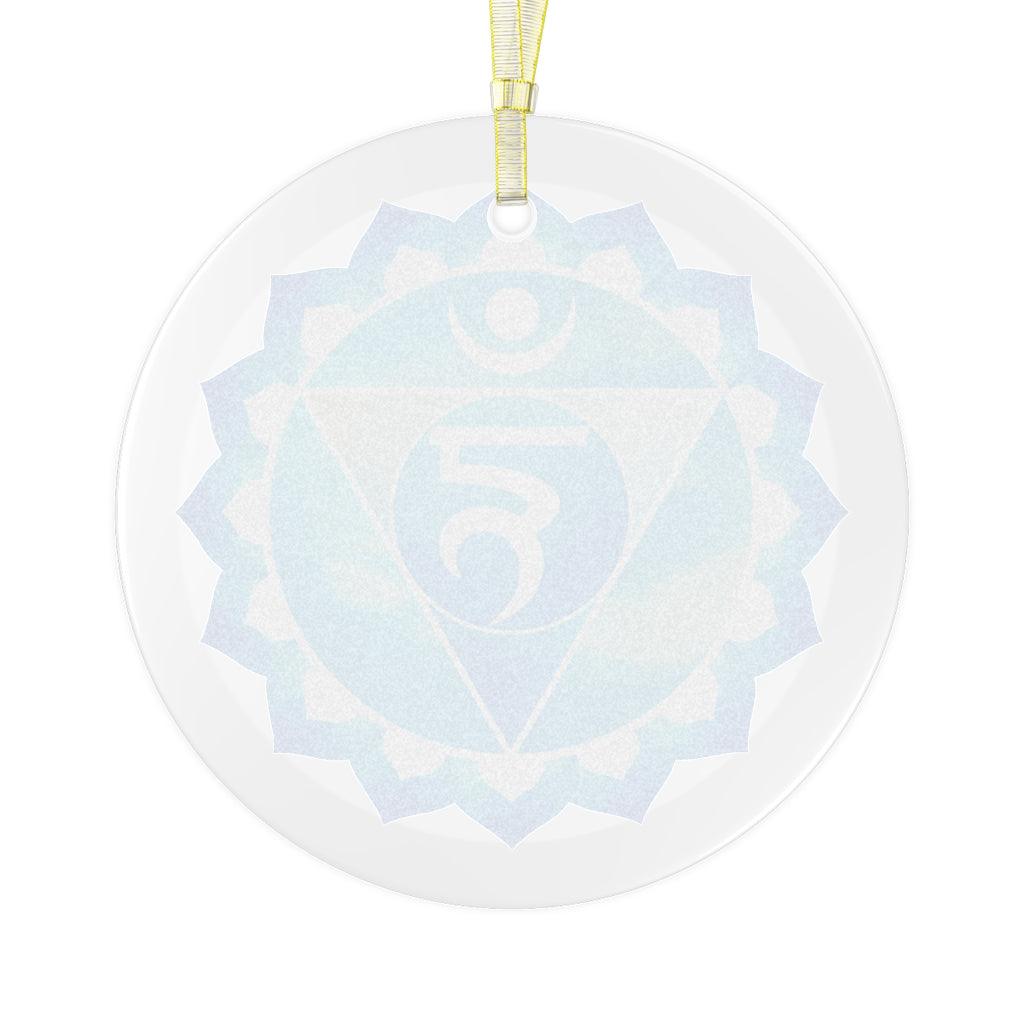 Vishuddha, Throat or Fifth Chakra Glass Ornament, Yoga Christmas Ornament | lovevisionkarma.com