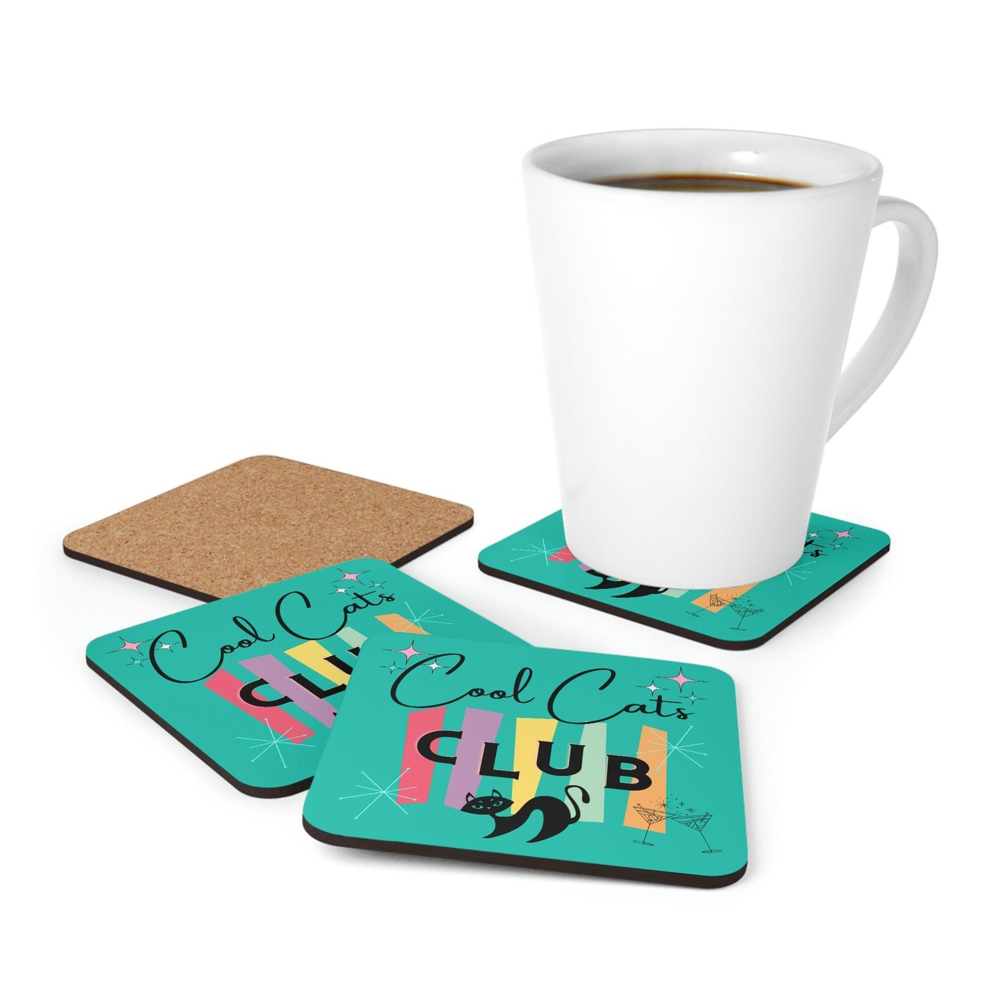 Cool Cats Retro Atomic Mid Century Coaster Set | lovevisionkarma.com
