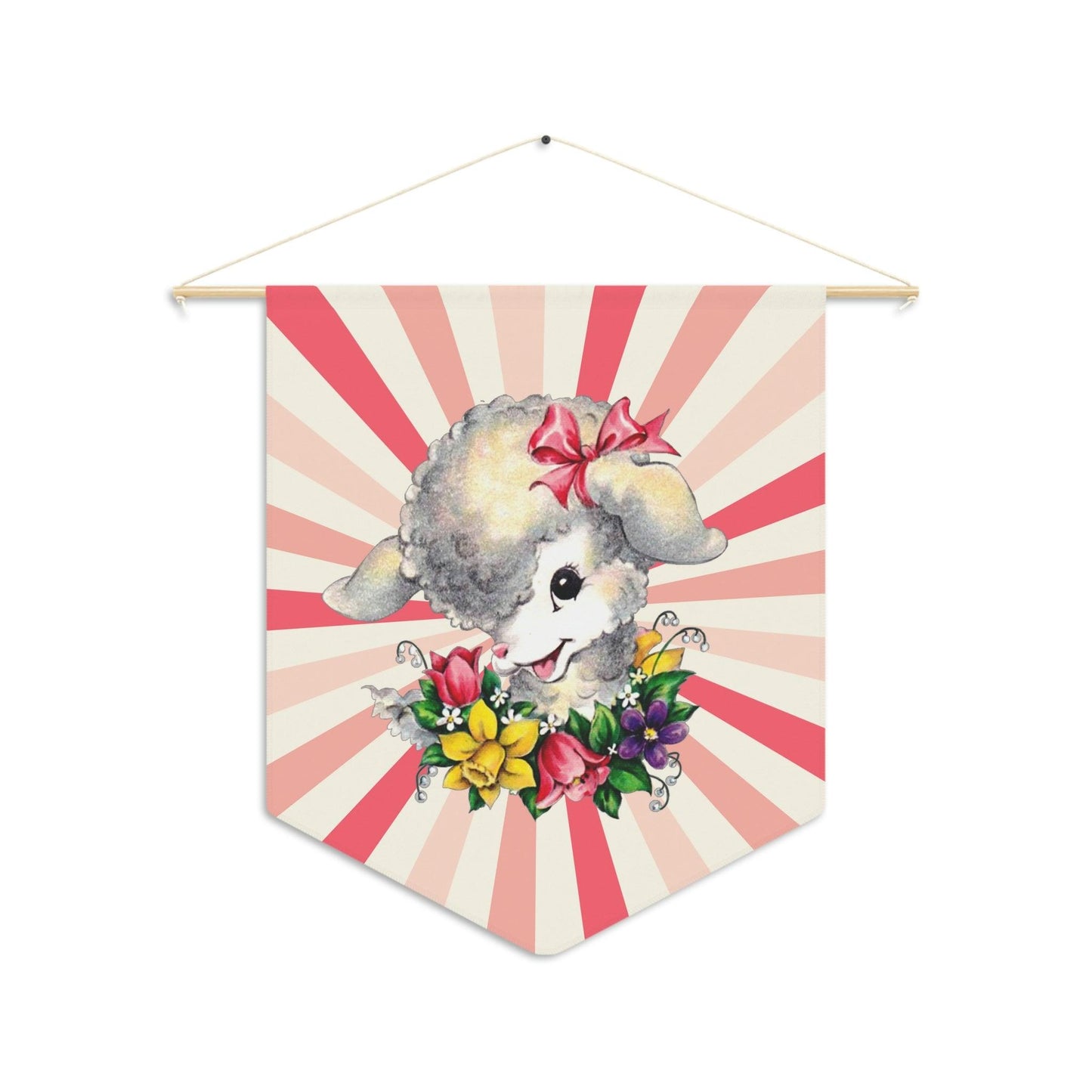 Retro Lamb Vintage Easter Inspired MCM Colorful Wall Pennant | lovevisionkarma.com