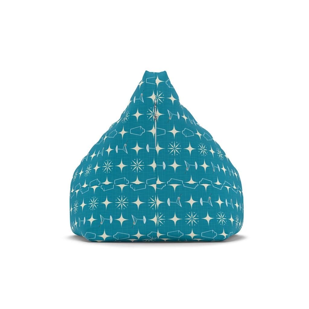 Retro Atomic Burst, Martinis & Shakers MCM Blue Bean Bag Chair COVER | lovevisionkarma.com