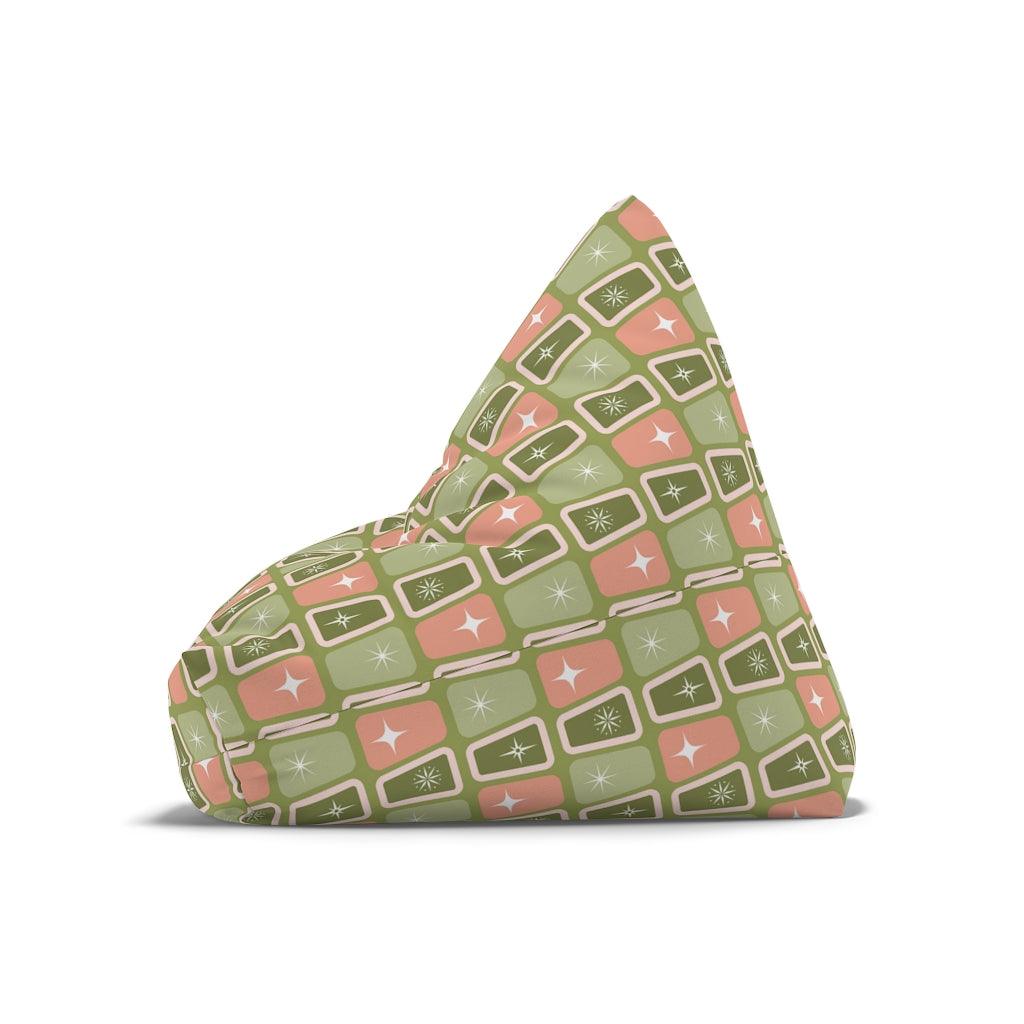 Mid Century Atomic Age Burst, Green & Pink Bean Bag Chair COVER | lovevisionkarma.com