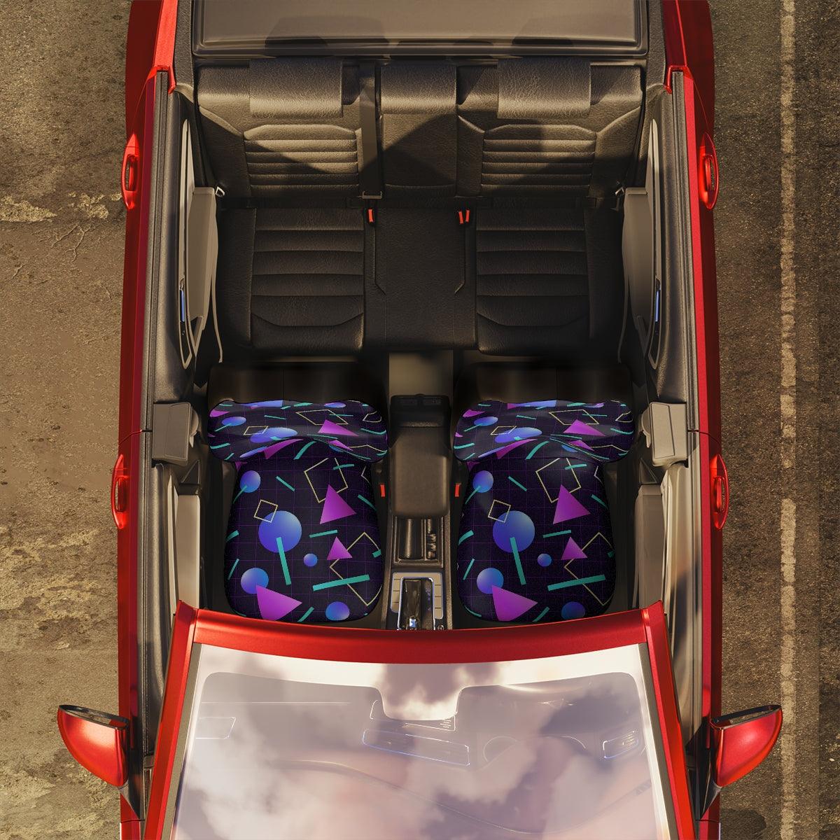 Retro 80's and 90's Aesthetic Vaporwave Throwback Blue & Purple Car Seat Covers | lovevisionkarma.com