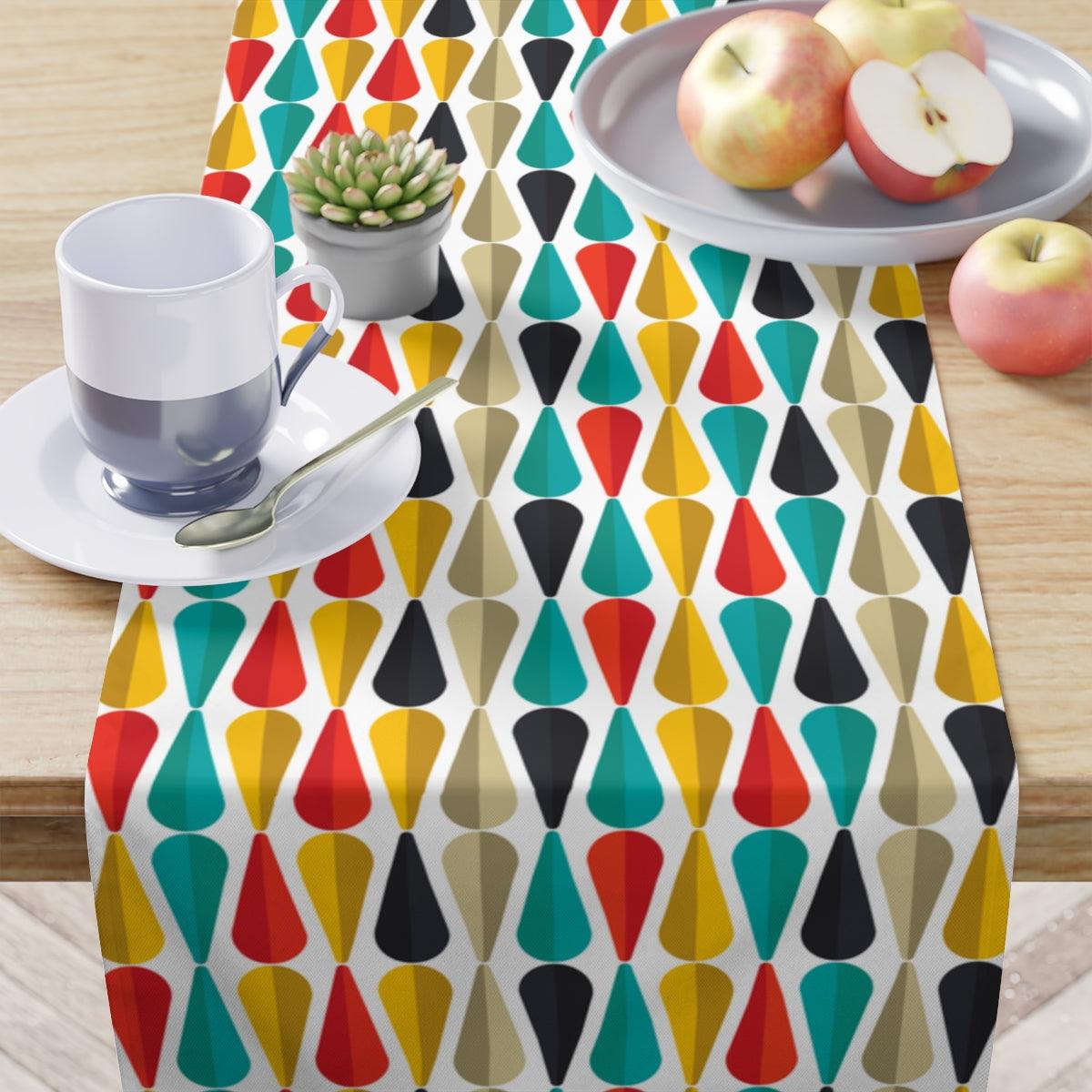 Retro 1950s Geometric MCM Multicolor Table Runner | lovevisionkarma.com