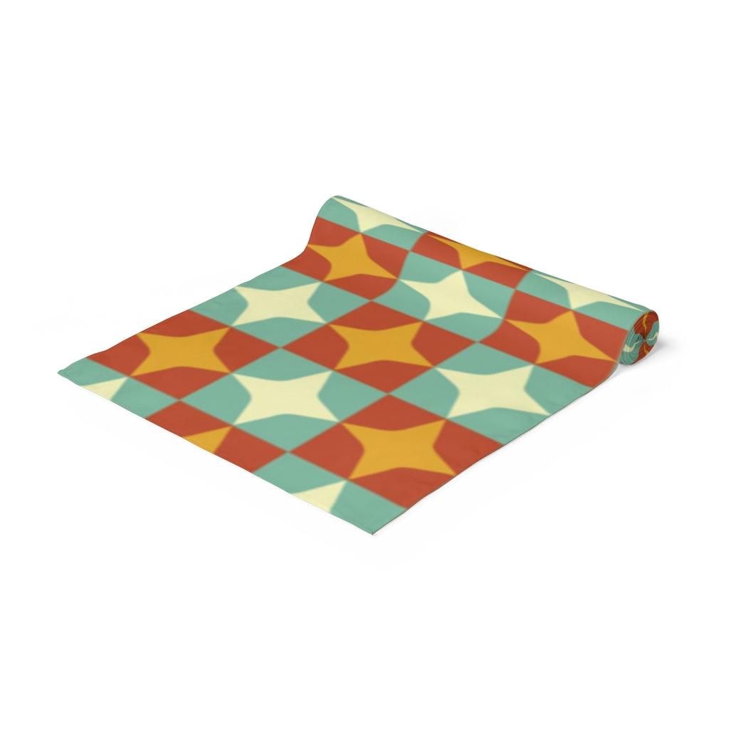 Mid Century Modern Table Runner, Retro Stars Multicolor MCM Table Linens | lovevisionkarma.com