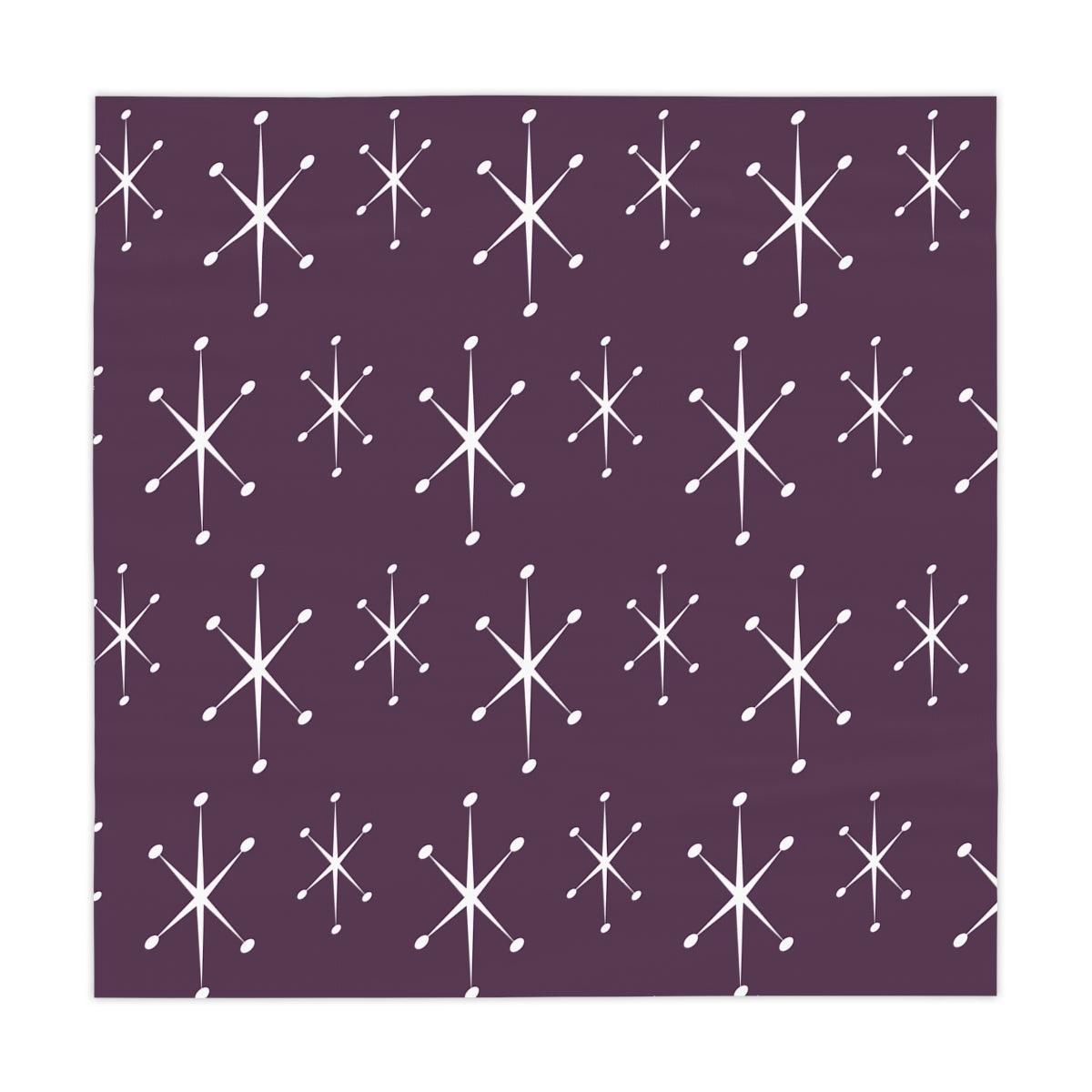 Atomic Retro Starburst MCM Plum Purple Square Tablecloth | lovevisionkarma.com