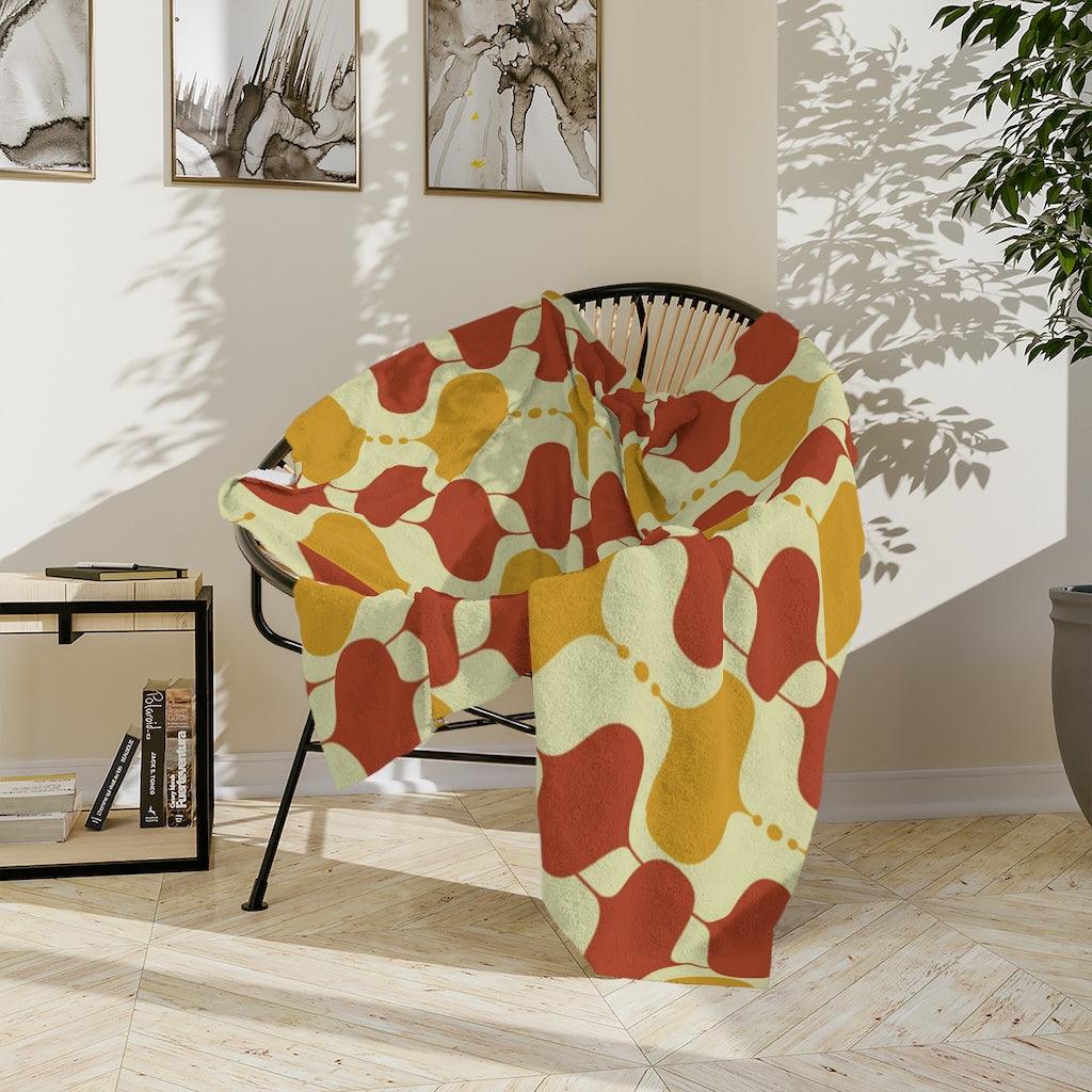 Retro Mid Century Geometric Onion Mustard & Orange Velveteen Minky Blanket | lovevisionkarma.com