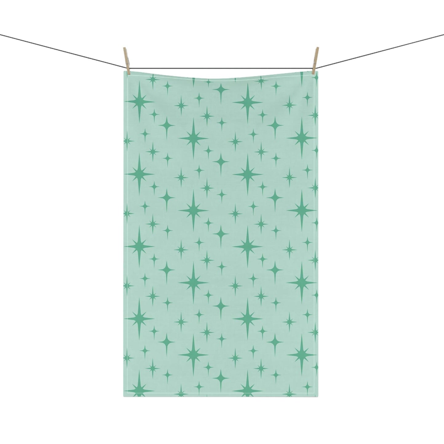 Retro 50s Atomic Burst MCM Mint Green Kitchen Tea Towel | lovevisionkarma.com