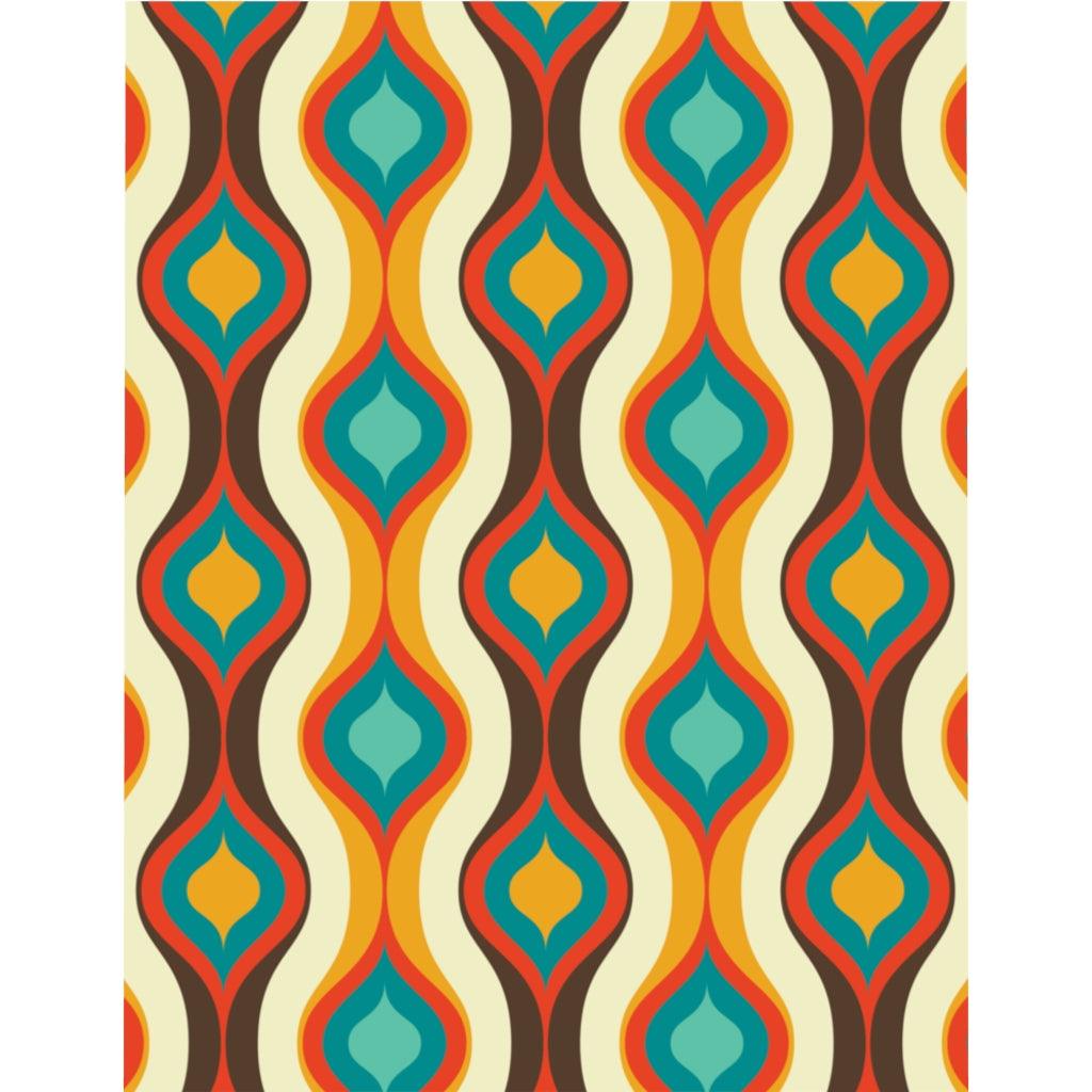 Retro 60's Geometric Waves Brown, Orange & Blue Mid Century Modern Duvet Cover | lovevisionkarma.com