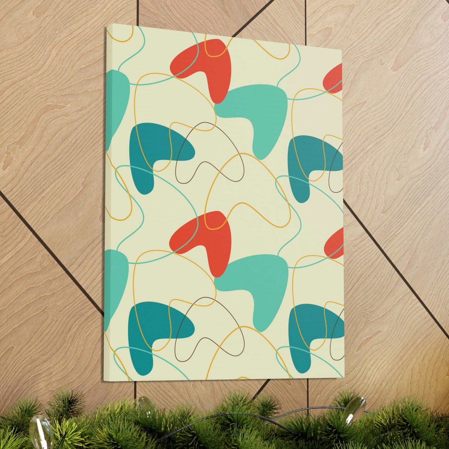 Retro 50s Atomic Boomerang Mid Century Mod, Canvas Gallery Wrap Wall Art | lovevisionkarma.com