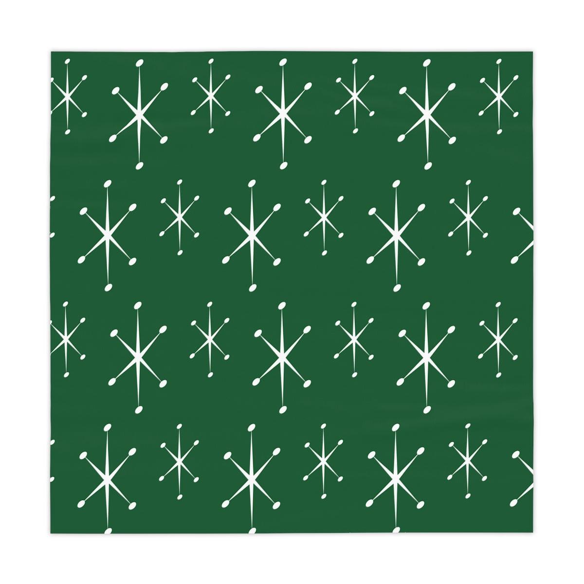 Atomic Starburst Retro 50s Festive Green MCM Tablecloth | lovevisionkarma.com