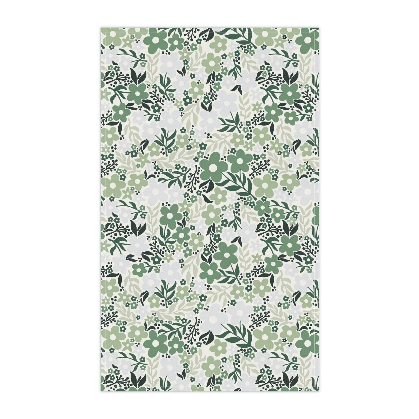 Minimalist Retro Floral Green Mid Century Kitchen Tea Towel | lovevisionkarma.com