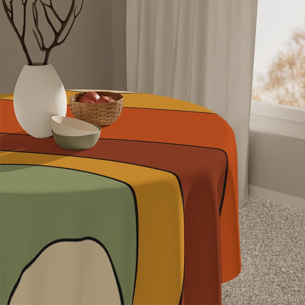 Retro 60s 70s Groovy Orange, Mustard & Green MCM Tablecloth | lovevisionkarma.com