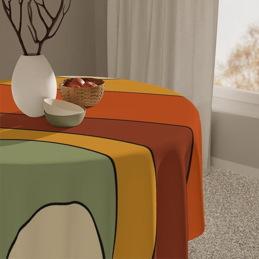 Retro 60s 70s Groovy Orange, Mustard & Green MCM Tablecloth | lovevisionkarma.com