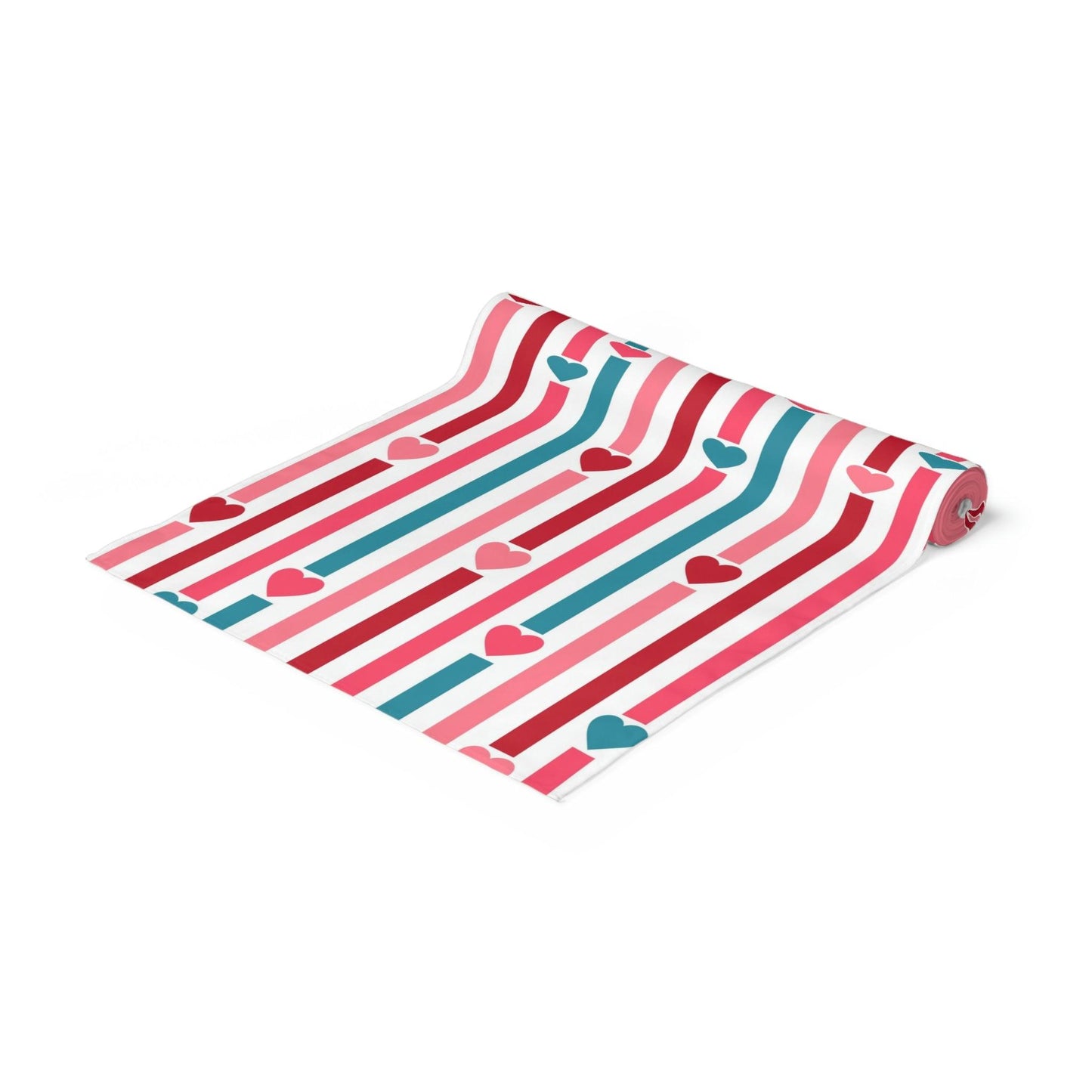 Retro Valentine Hearts and Stripes Multicolor Table Runner | lovevisionkarma.com