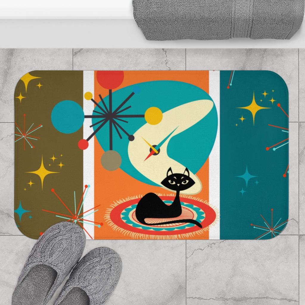Atomic Cat and Starbursts MCM Multicolor Bath Mat | lovevisionkarma.com