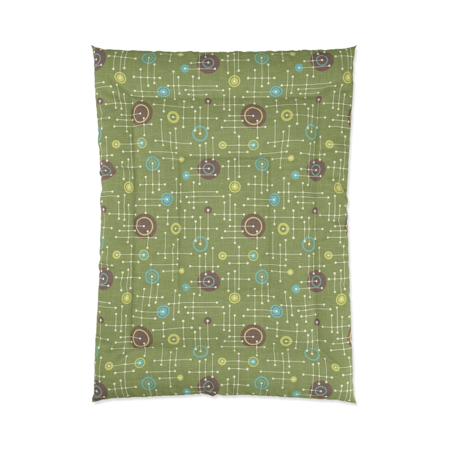 Retro 50s Eames Inspired MCM Lines Green Comforter | lovevisionkarma.com