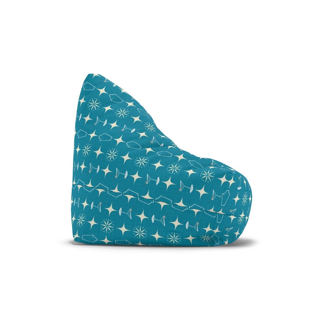 Retro Atomic Burst, Martinis & Shakers MCM Blue Bean Bag Chair COVER | lovevisionkarma.com