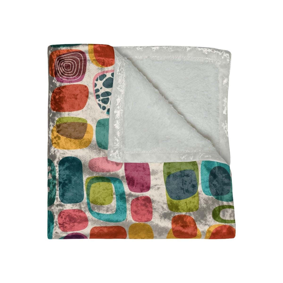 Retro 50s MCM Vibrant Abstract Crushed Velvet Blanket | lovevisionkarma.com