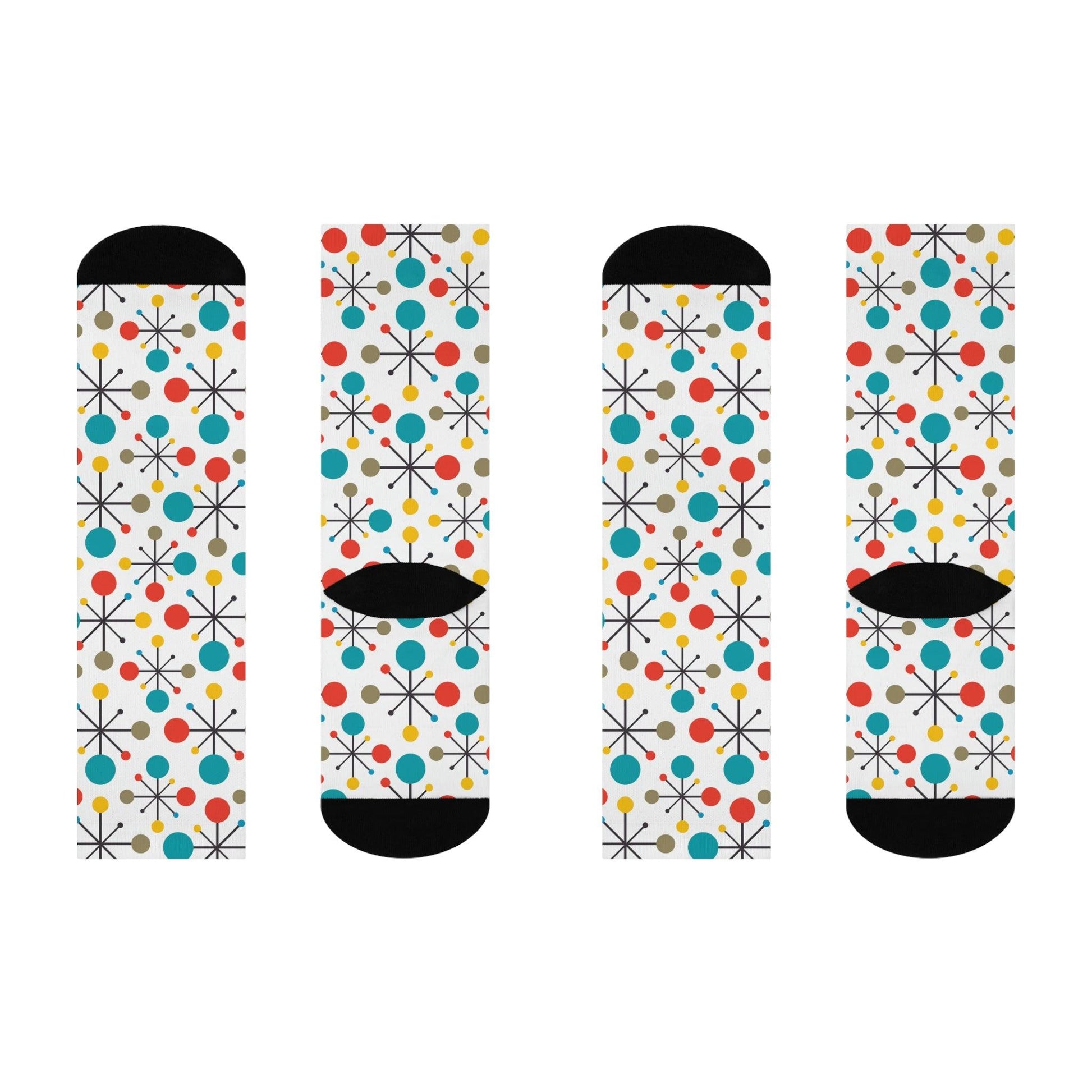 Funky Retro Starburst MCM Multicolor Cushioned Unisex Crew Socks | lovevisionkarma.com