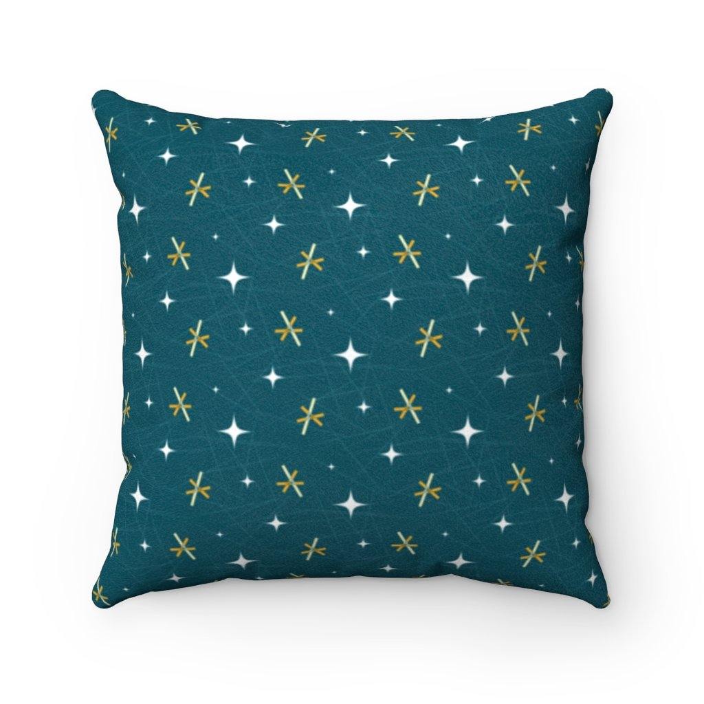 Mid Century Modern Atomic Burst Dark Blue Throw Pillow | lovevisionkarma.com