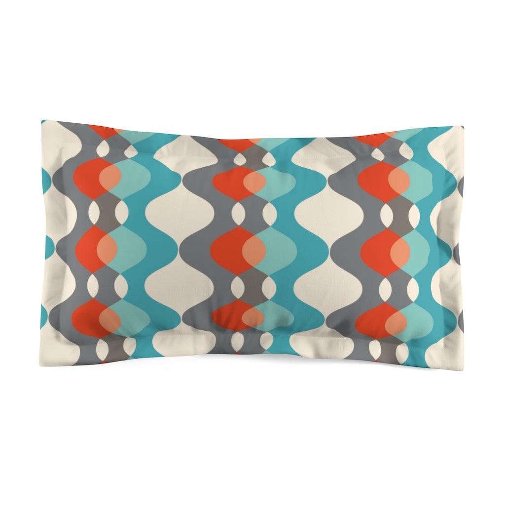 Mid Mod Waves Retro Orange, Blue and Grey Microfiber Pillow Sham | lovevisionkarma.com