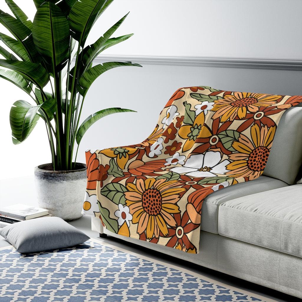Boho Mod Hippie Flowers Multicolor Velveteen Lightweight Blanket | lovevisionkarma.com
