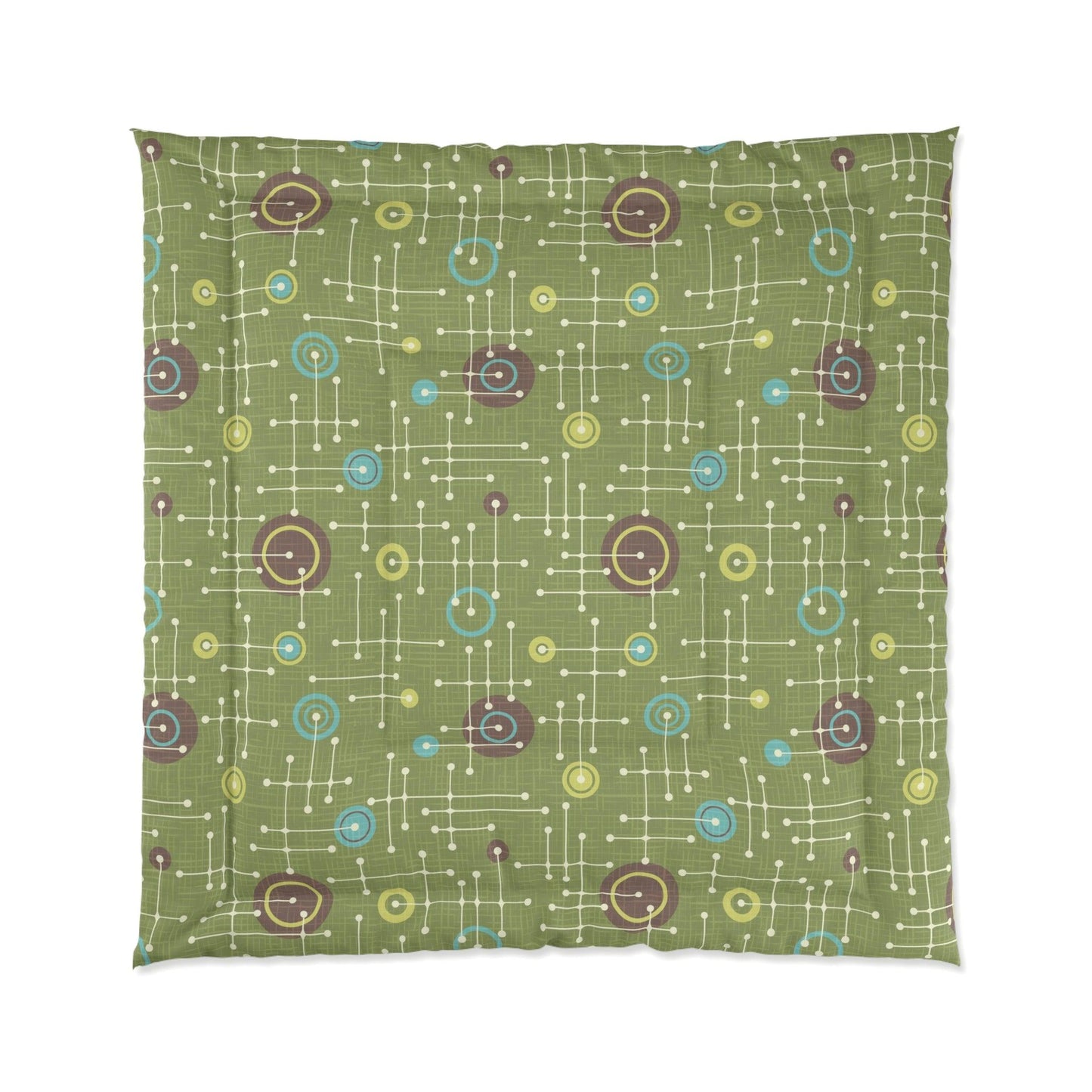 Retro 50s Eames Inspired MCM Lines Green Comforter | lovevisionkarma.com