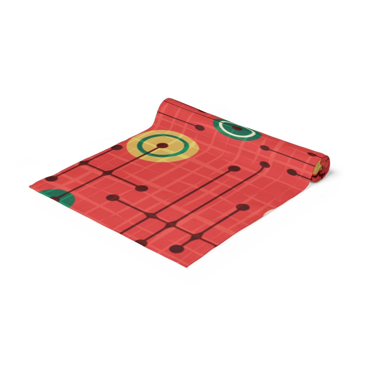 Christmas Mid Century Style Geometric Red Table Runner | lovevisionkarma.com