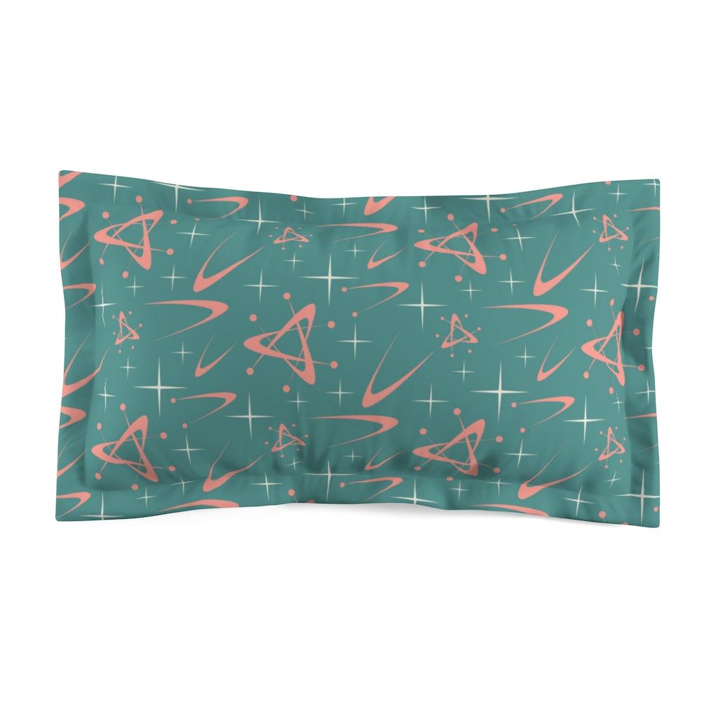 Atomic Age Burst and Boomerang Teal & Pink Pillow Sham | lovevisionkarma.com