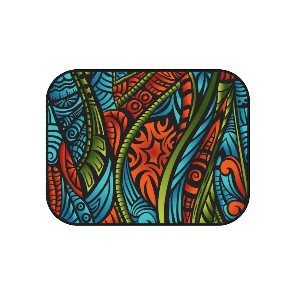 Boho Abstract Retro Orange, Green & Blue Car Mats (Set of 4) | lovevisionkarma.com
