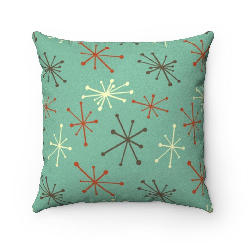 Vintage 50s Mid Century Modern Atomic Starburst Teal Pillow | lovevisionkarma.com