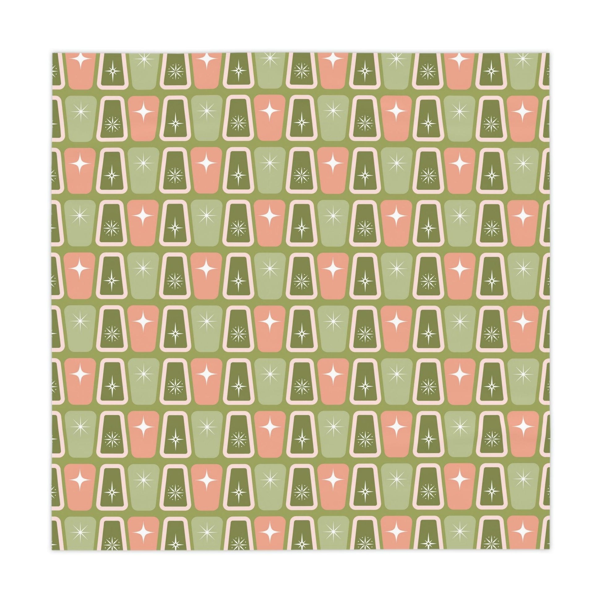 Retro 50s Atomic Age Starburst Mid Century Pink and Green Tablecloth | lovevisionkarma.com