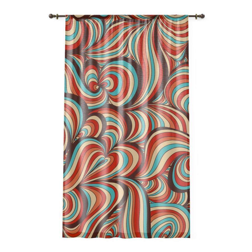 Retro Groovy 60's Swirls Multicolor MCM Window Curtain | lovevisionkarma.com