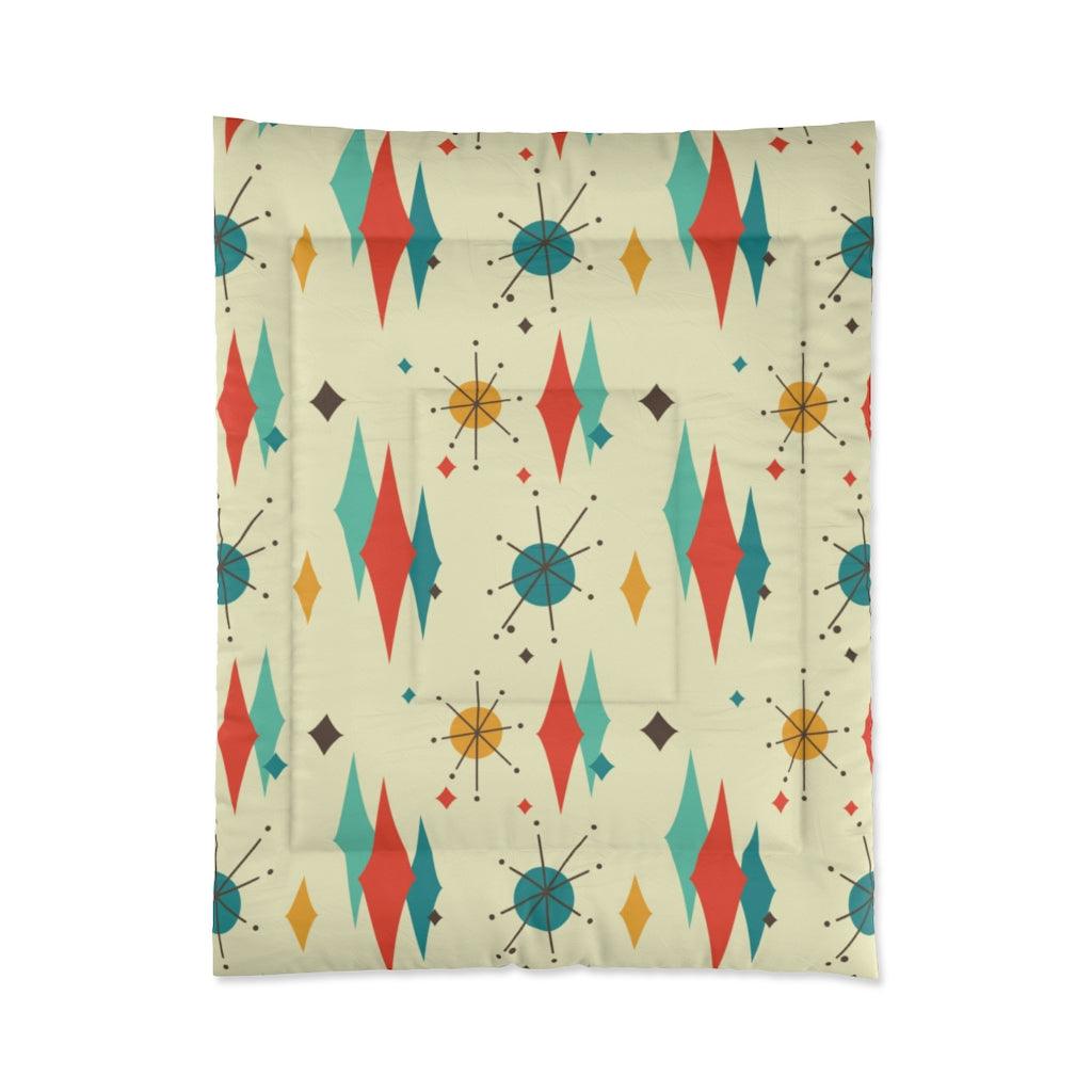 Retro 1950's Atomic Diamond Mid Century Modern Comforter | lovevisionkarma.com
