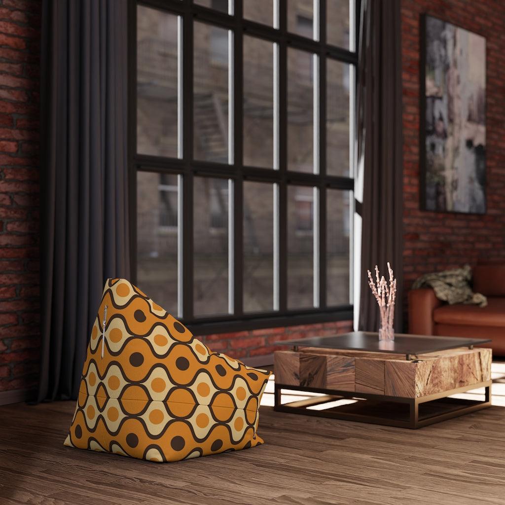 Retro Orange & Brown Geometric MCM Bean Bag Chair COVER | lovevisionkarma.com