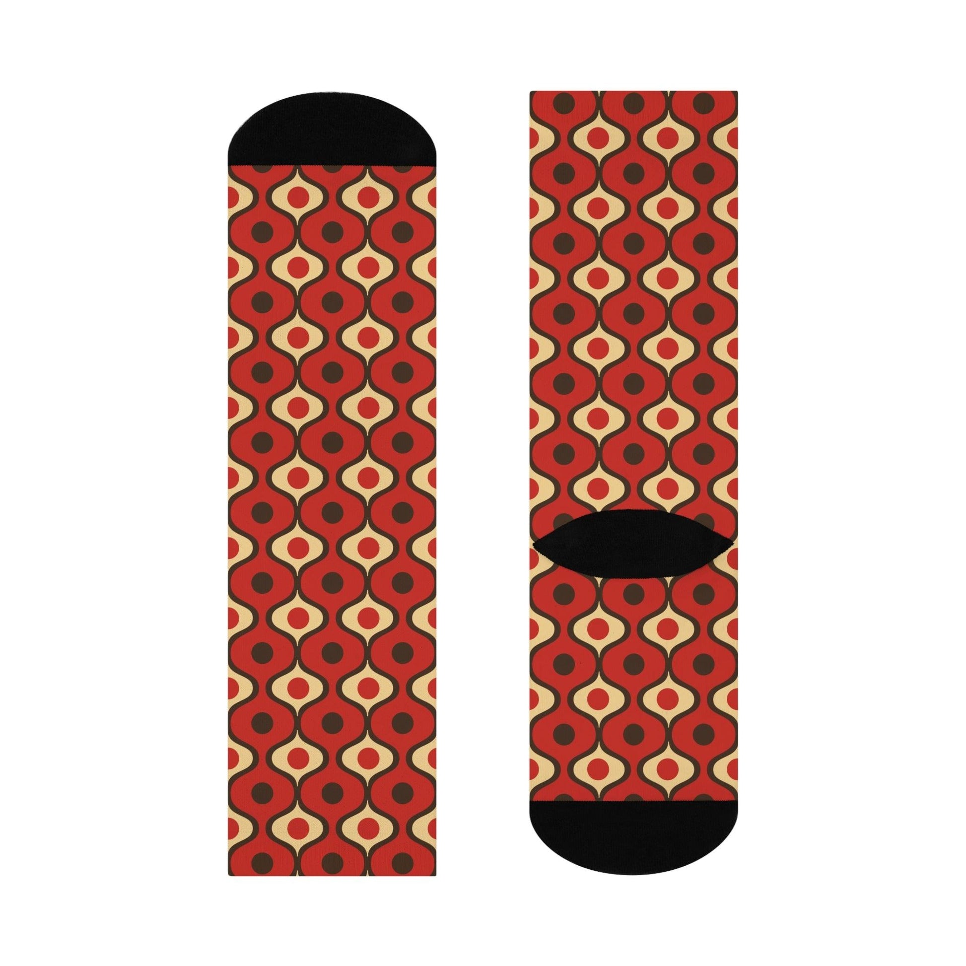 Mismatched Funky Retro Red Cushioned Unisex Crew Socks | lovevisionkarma.com