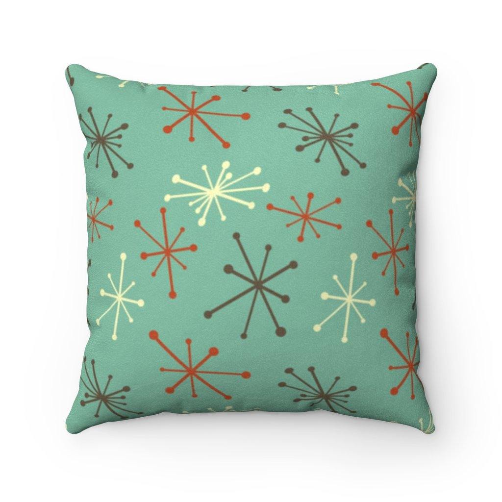 Vintage 50s Mid Century Modern Atomic Starburst Teal Pillow | lovevisionkarma.com