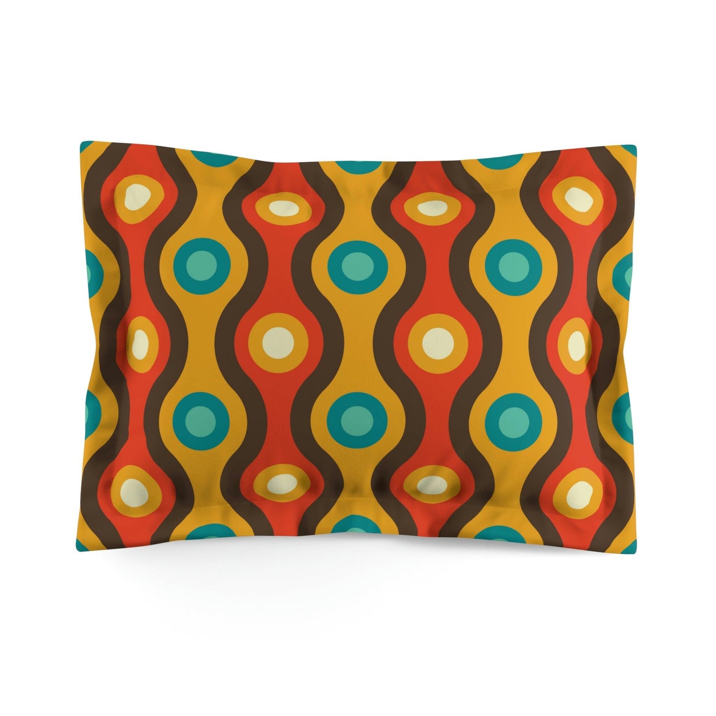 Retro 60s 70s Waves Mid Century Mod Brown & Orange Pillow Sham | lovevisionkarma.com