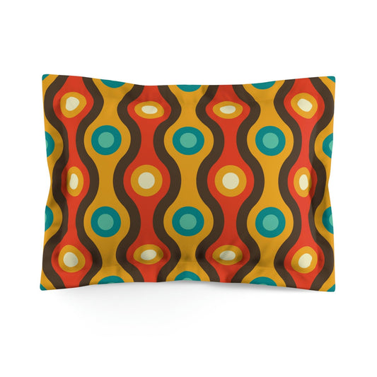 Retro 60s 70s Waves Mid Century Mod Brown & Orange Pillow Sham | lovevisionkarma.com