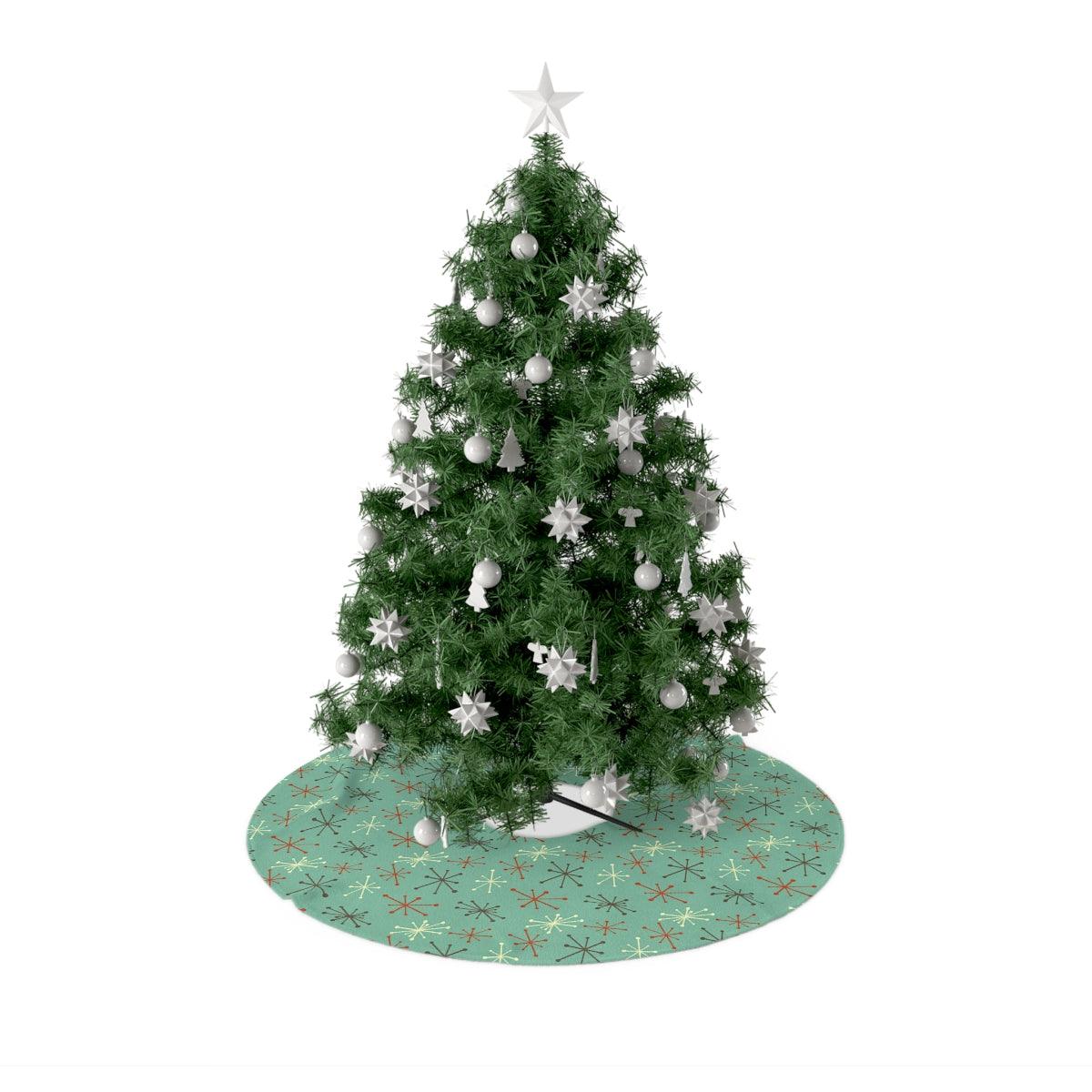 Atomic Burst Blue MCM Christmas Tree Skirt | lovevisionkarma.com