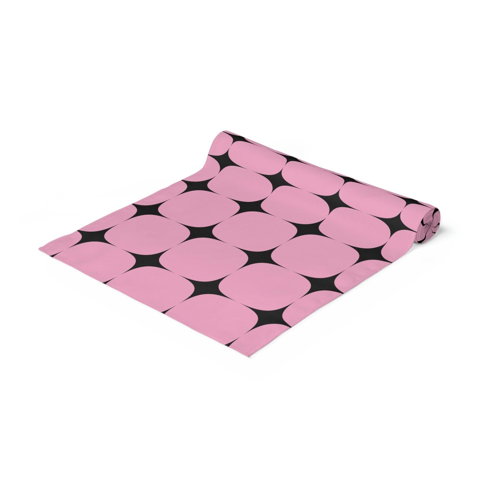 Retro Atomic Burst Mid Century Pink and Black Table Runner | lovevisionkarma.com