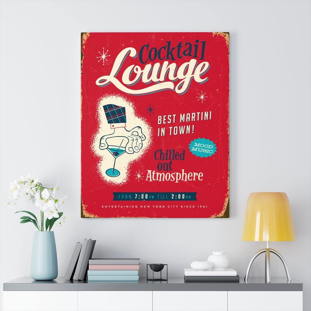 Retro Red 1950's Cocktail Lounge Sign | Mid Century Canvas Gallery Wrap | lovevisionkarma.com