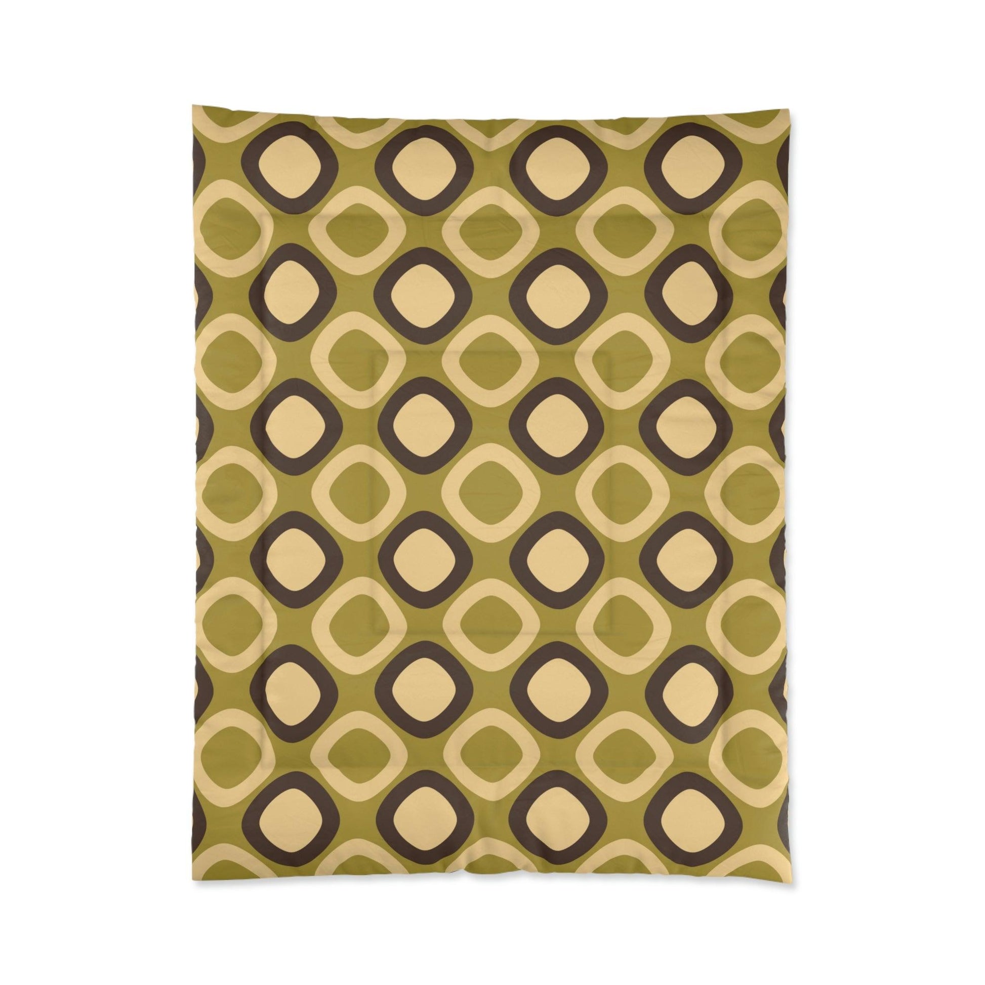 Retro Mod Squares MCM Green Comforter | lovevisionkarma.com