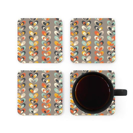Mid Century Danish Floral Vine & Leaves Scandi Gray Coaster Set | lovevisionkarma.com
