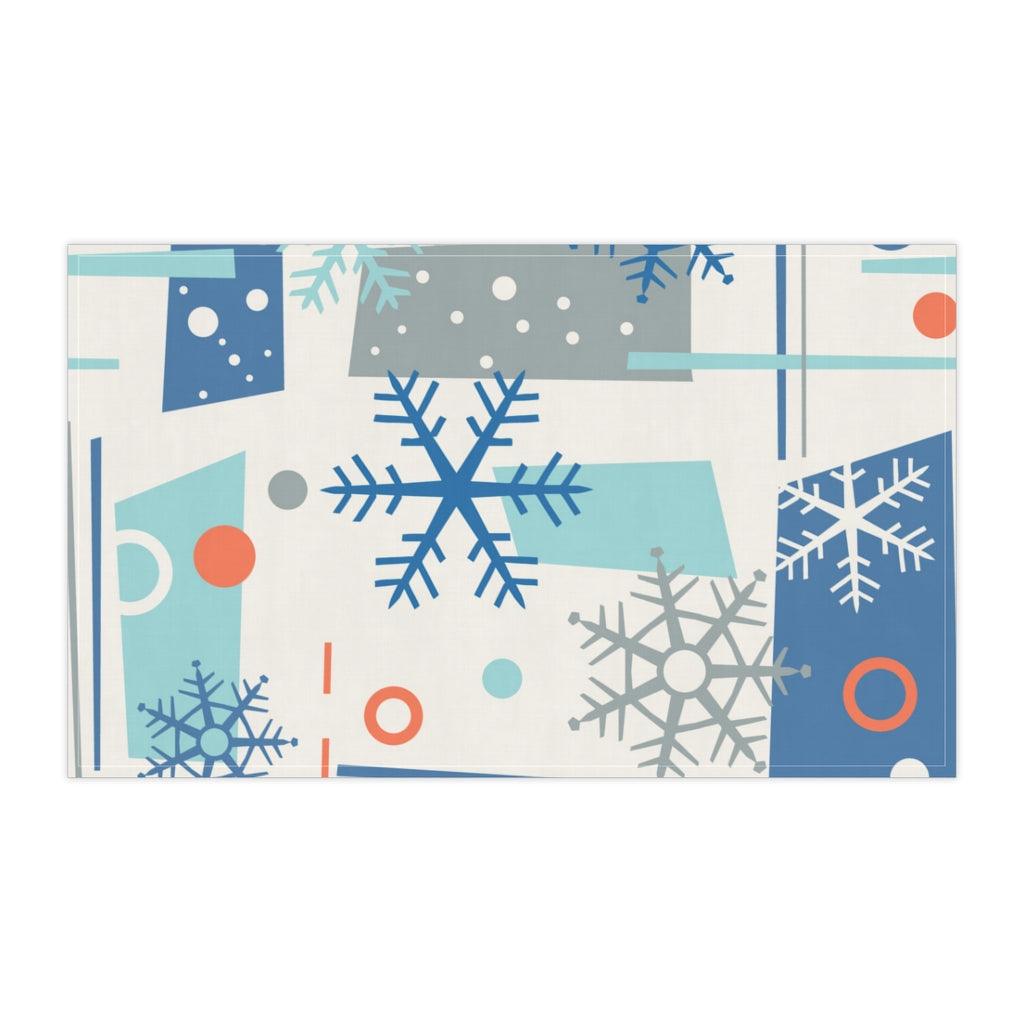 Retro Mod Snowflake Christmas Kitchen Tea Towel | lovevisionkarma.com